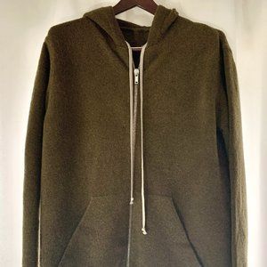 NWT RICK OWENS FW 18 Sisyphus Zip Up "Dirty Green" Hooded Sweater Wool Gorgeous